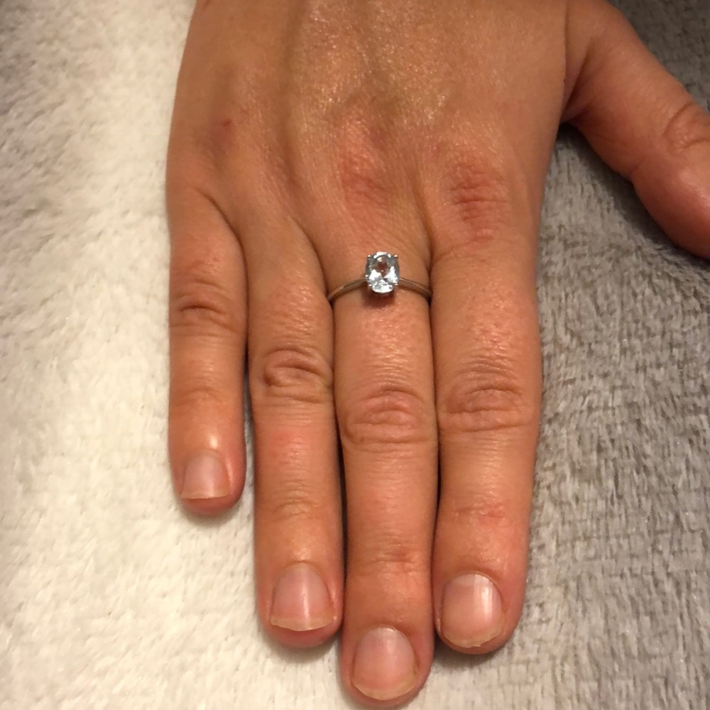 925 Sterling Silver  Genuine Blue Engagement Ring - Picture 5 of 7